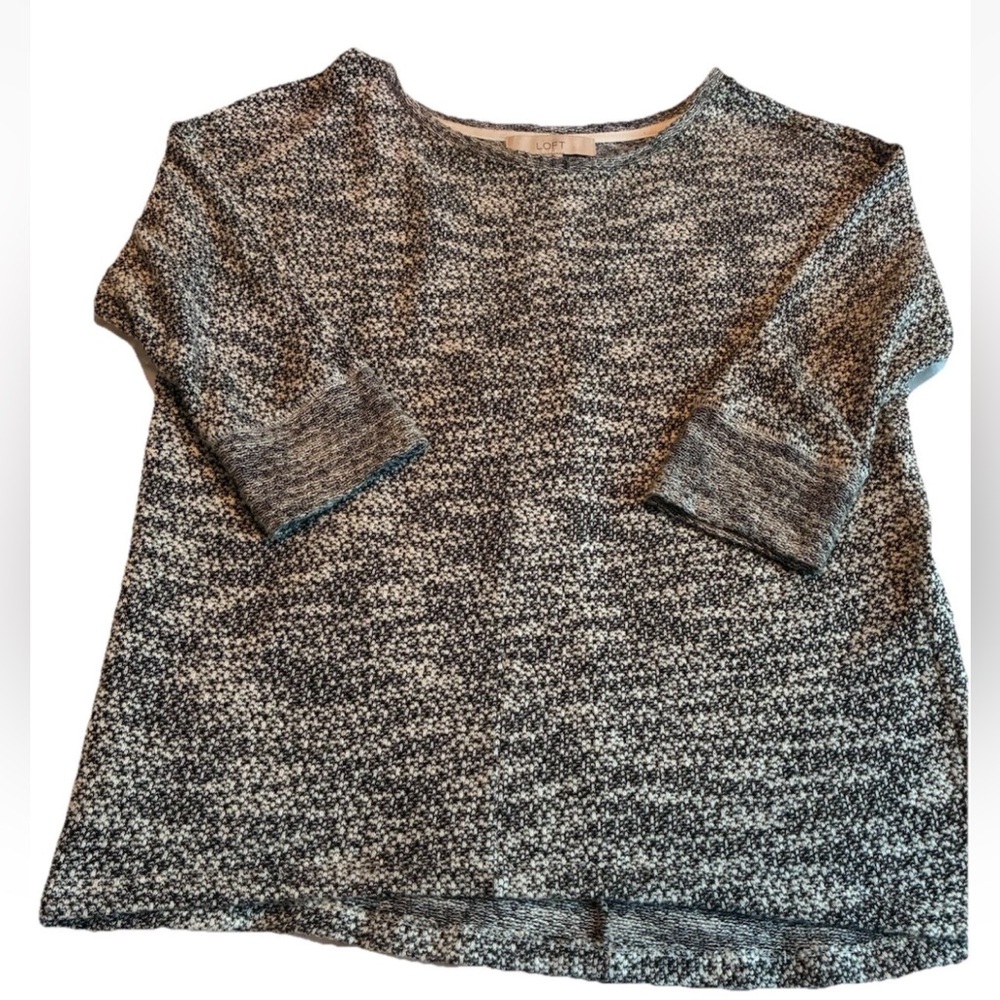 Ann Taylor LOFT Black and White Women's Scoop Neck 3/4 Sleeve Sweater, Size S
